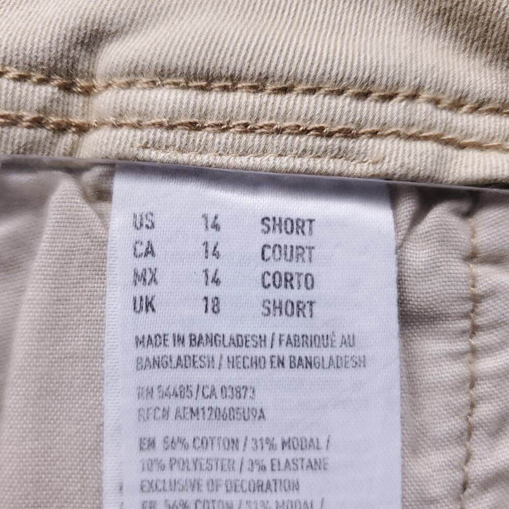 American Eagle Kick Boot Pants Women 14S Beige Super Stretch Short Chino Boho - Picture 5 of 10